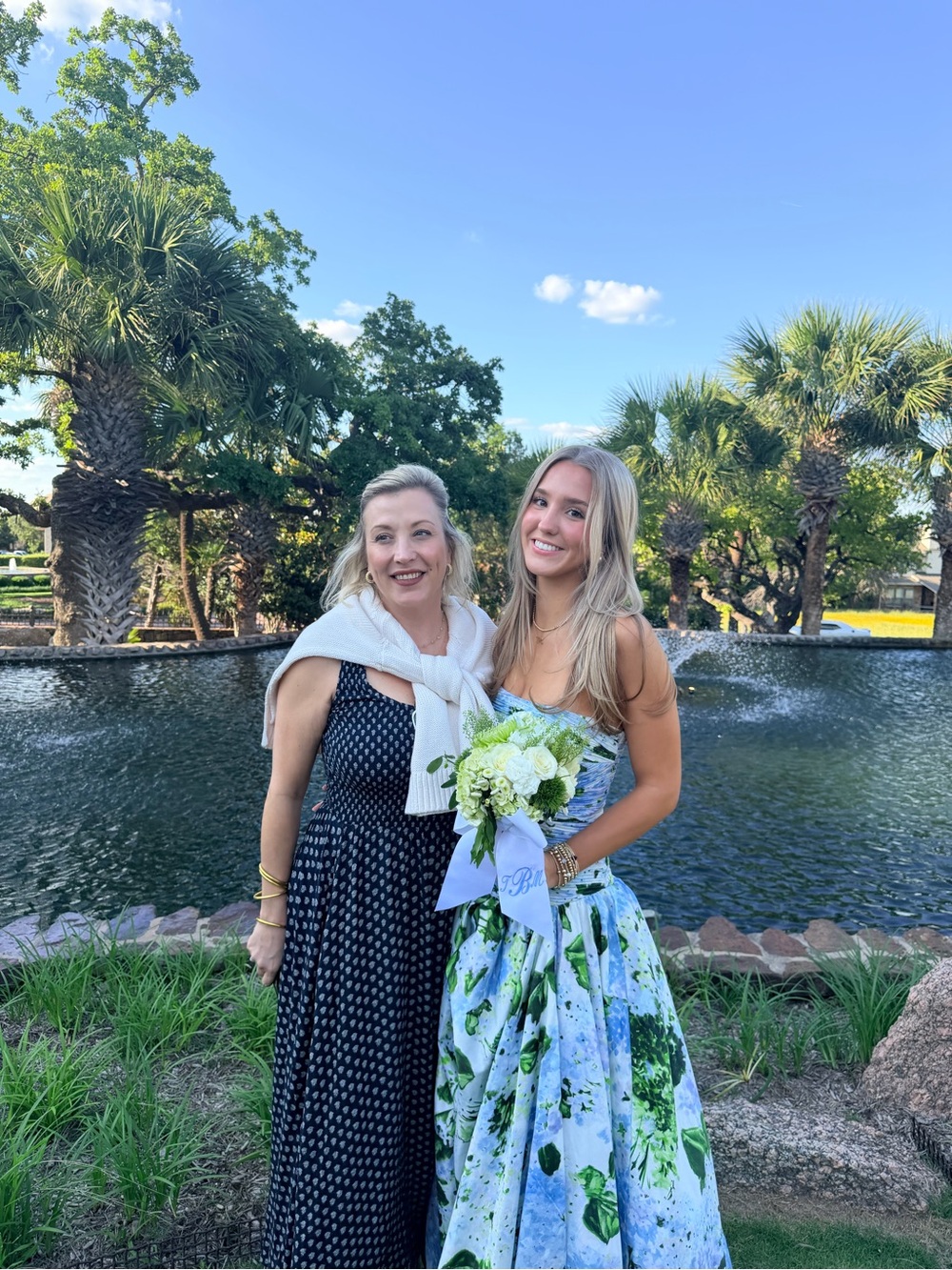 Aje Green and Blue Floral Prom Dress